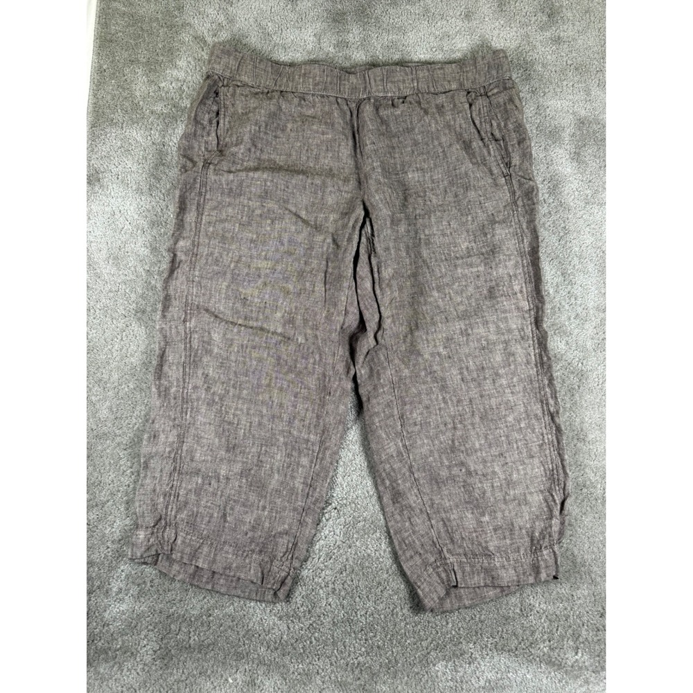 Pure Jill J. Jill Brown Marled 100% Linen Cropped Pants Plus 2X Elastic Waist